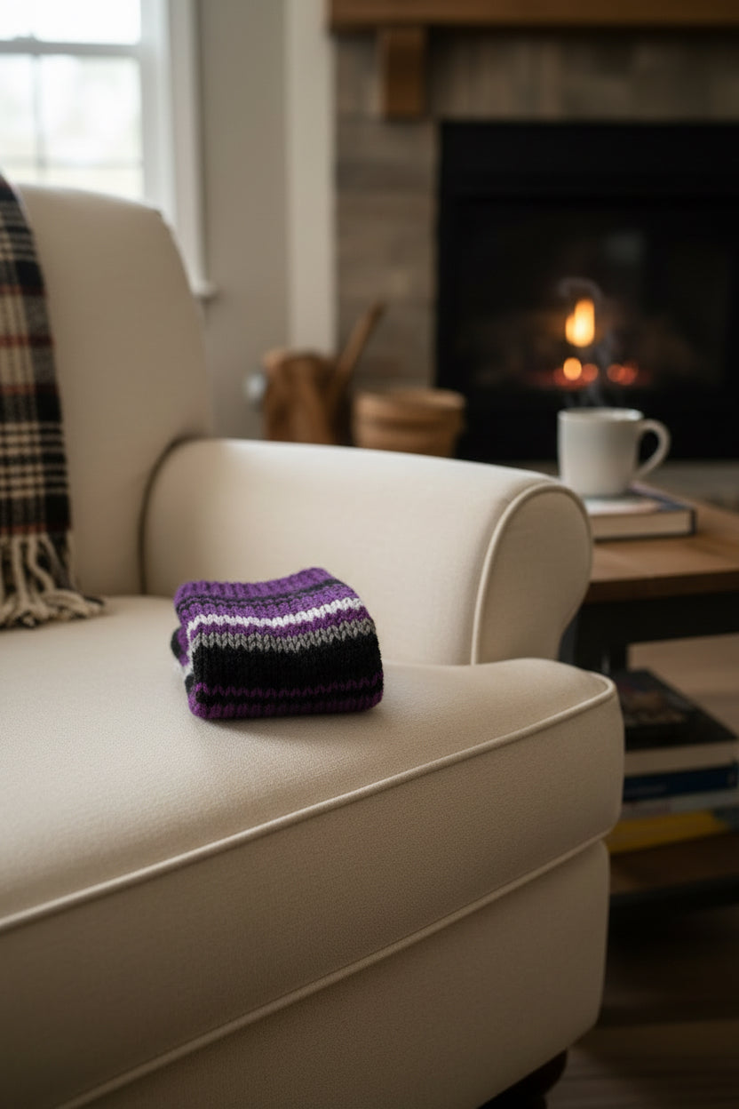 Purple white and gray slipper socks
