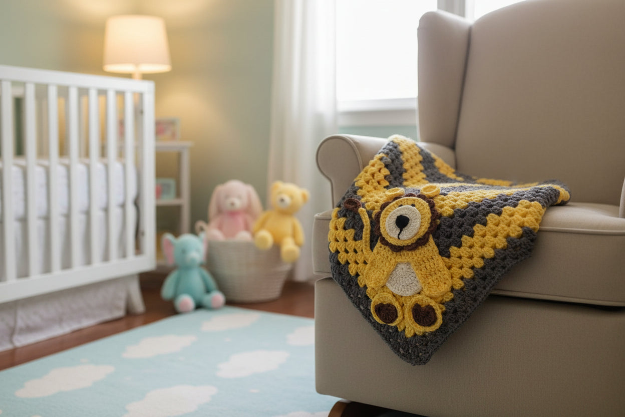 Baby Blanket with Lion applique