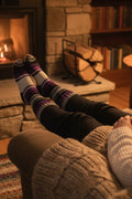 Purple white and gray slipper socks