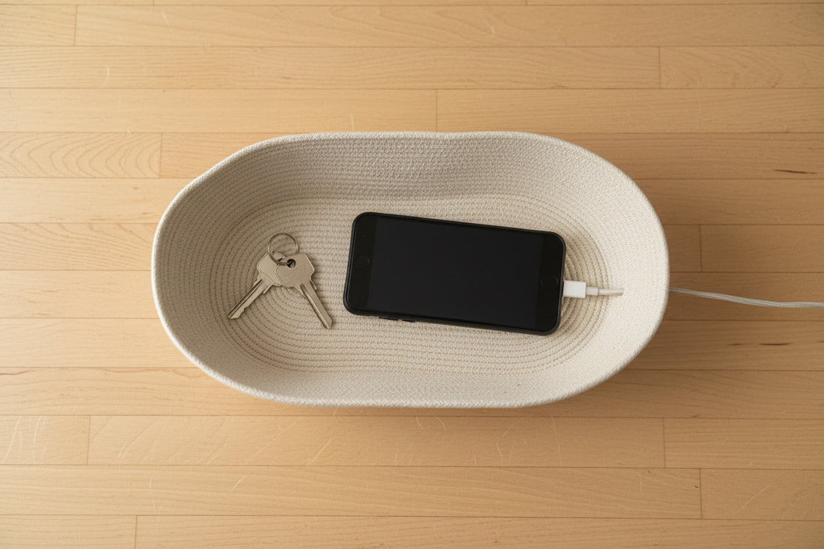 Cell phone charging basket