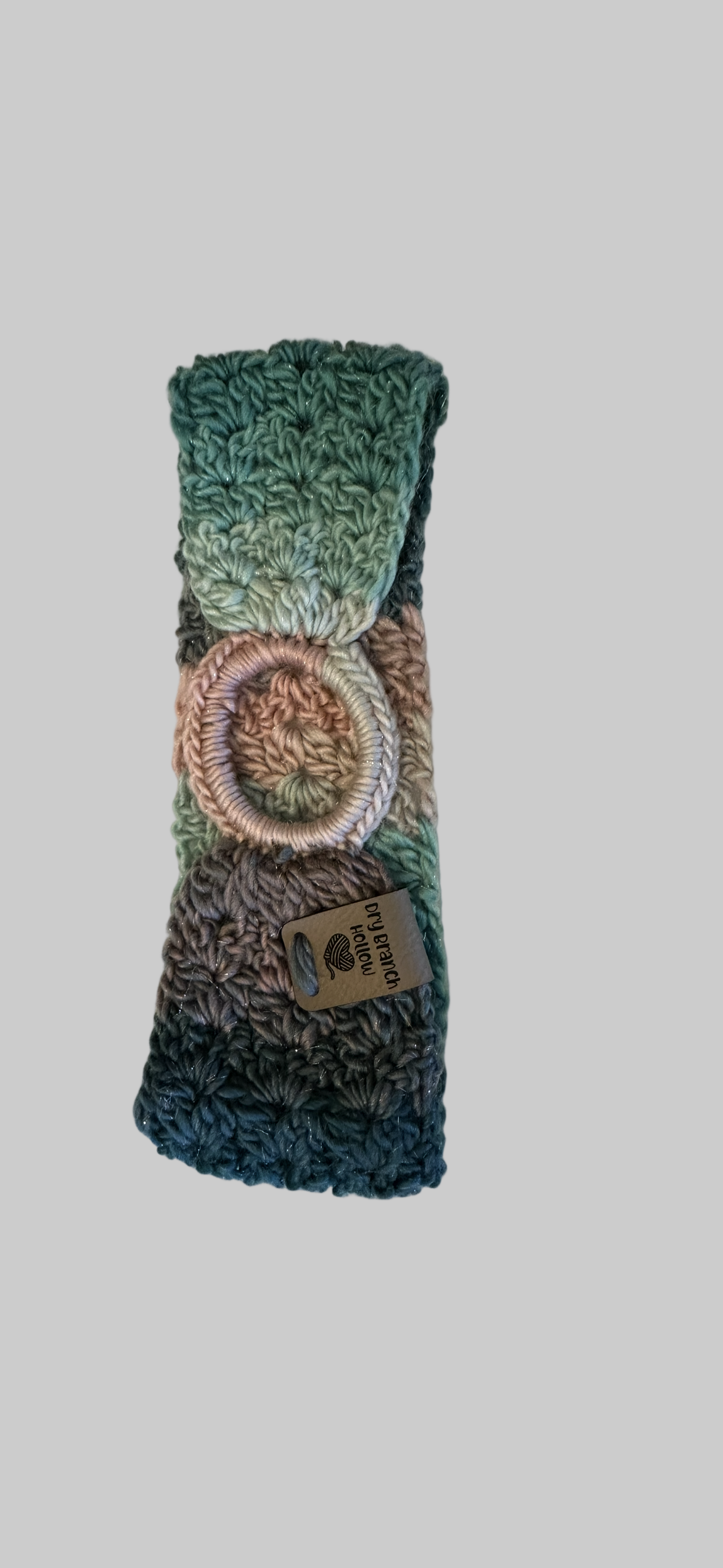 Headband with teals, blues and pink