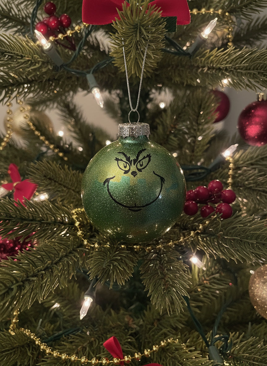 Grinch Glass Christmas Ball