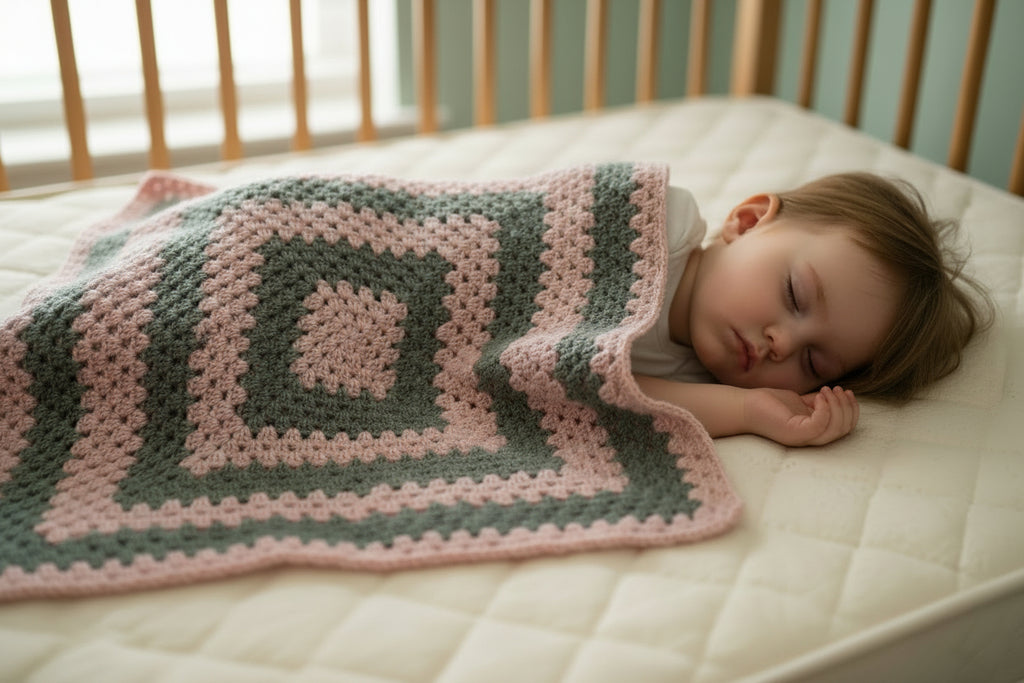 Pink and Gray Baby Blanket With Elephant Applique