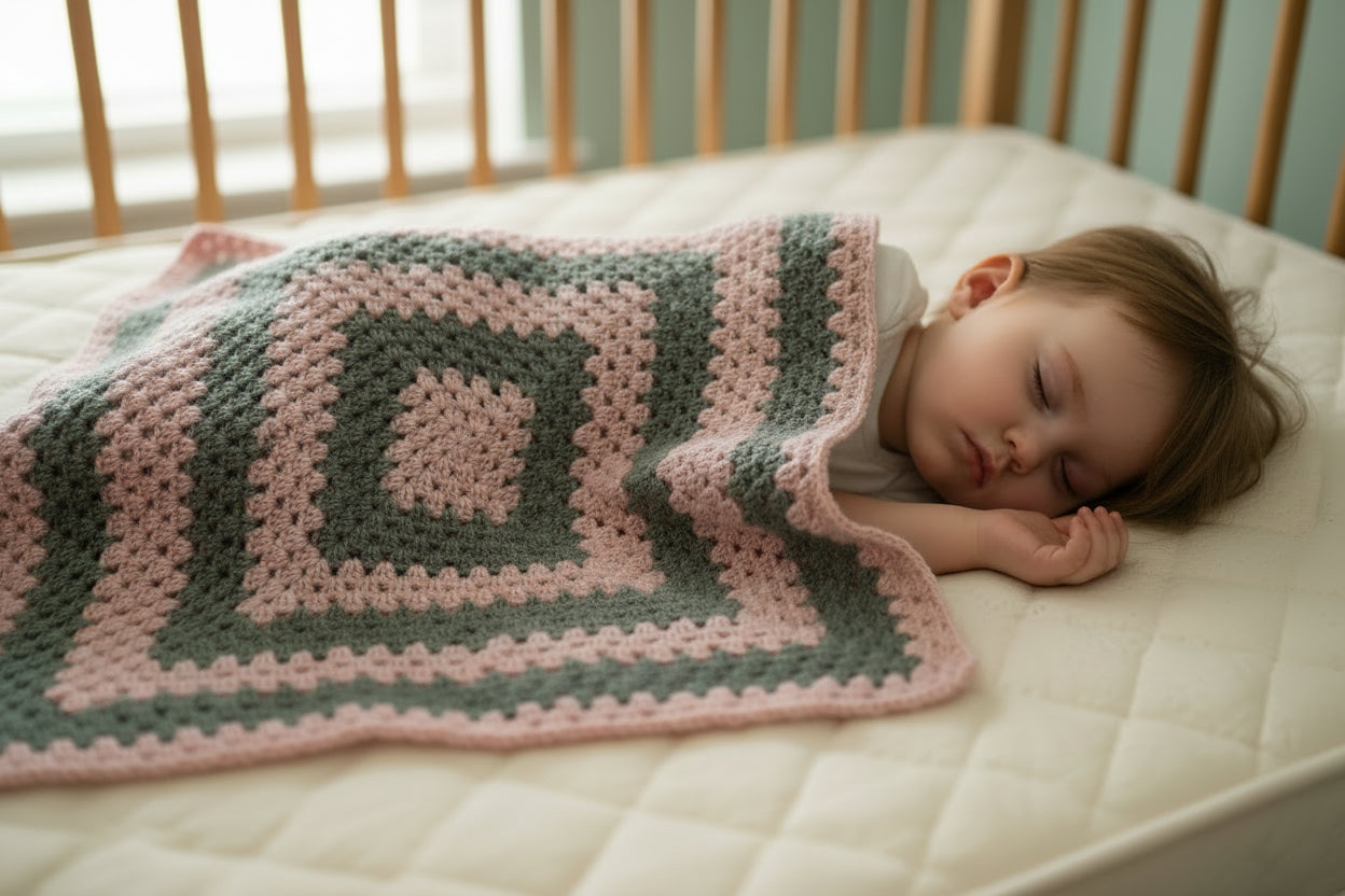 Pink and Gray Baby Blanket With Elephant Applique