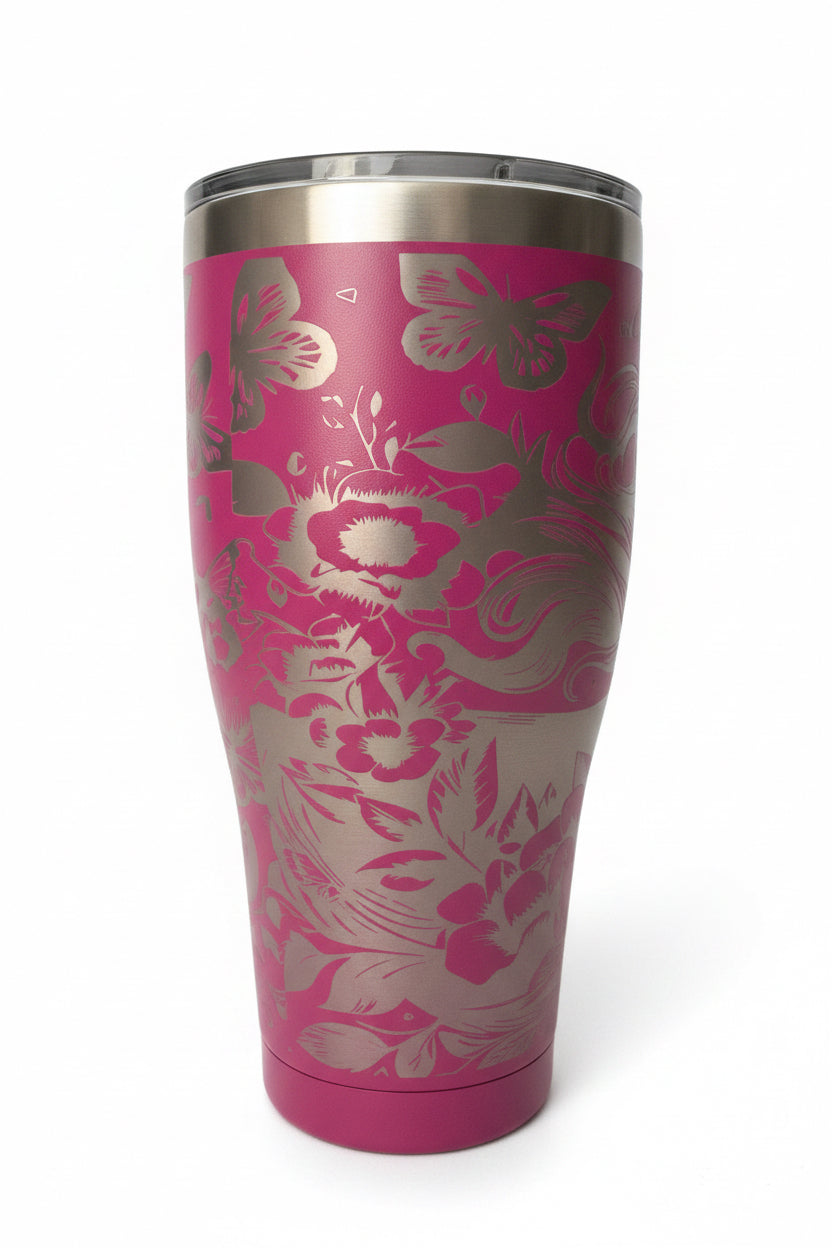 30oz Horse with Butterfly Tumbler (Pink)