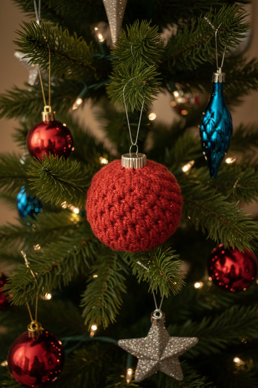 Basket weave red ornament