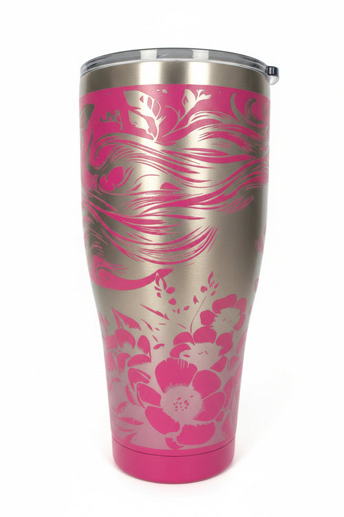 30oz Horse with Butterfly Tumbler (Pink)