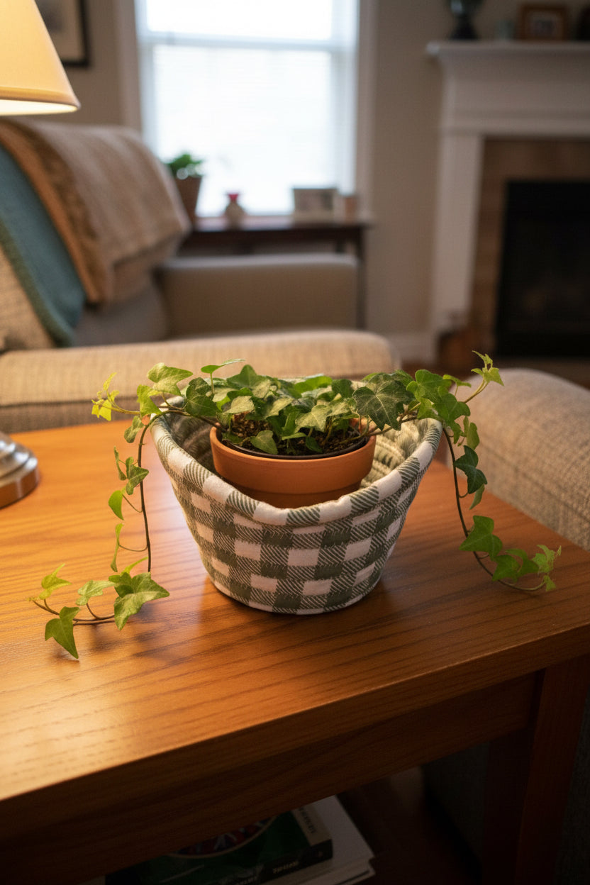 Green and white basket