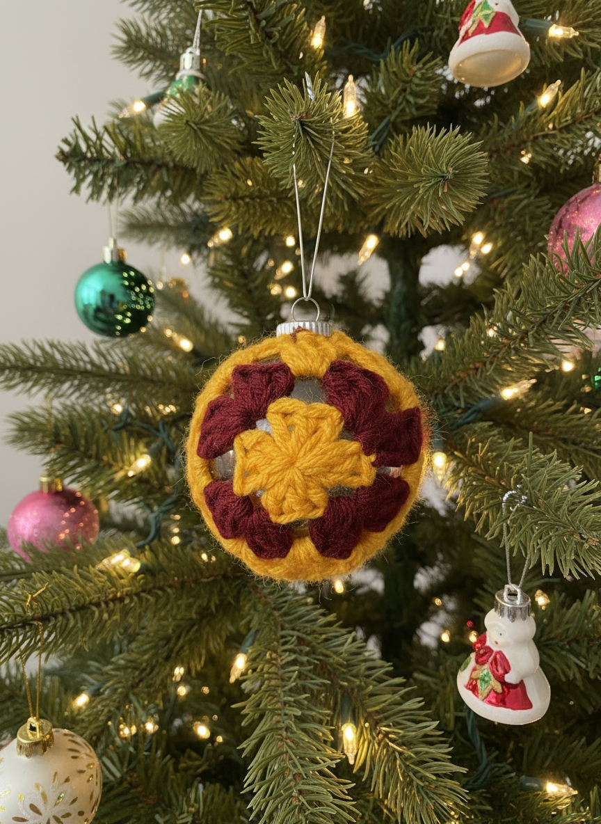 Burgundy and Gold Ornament