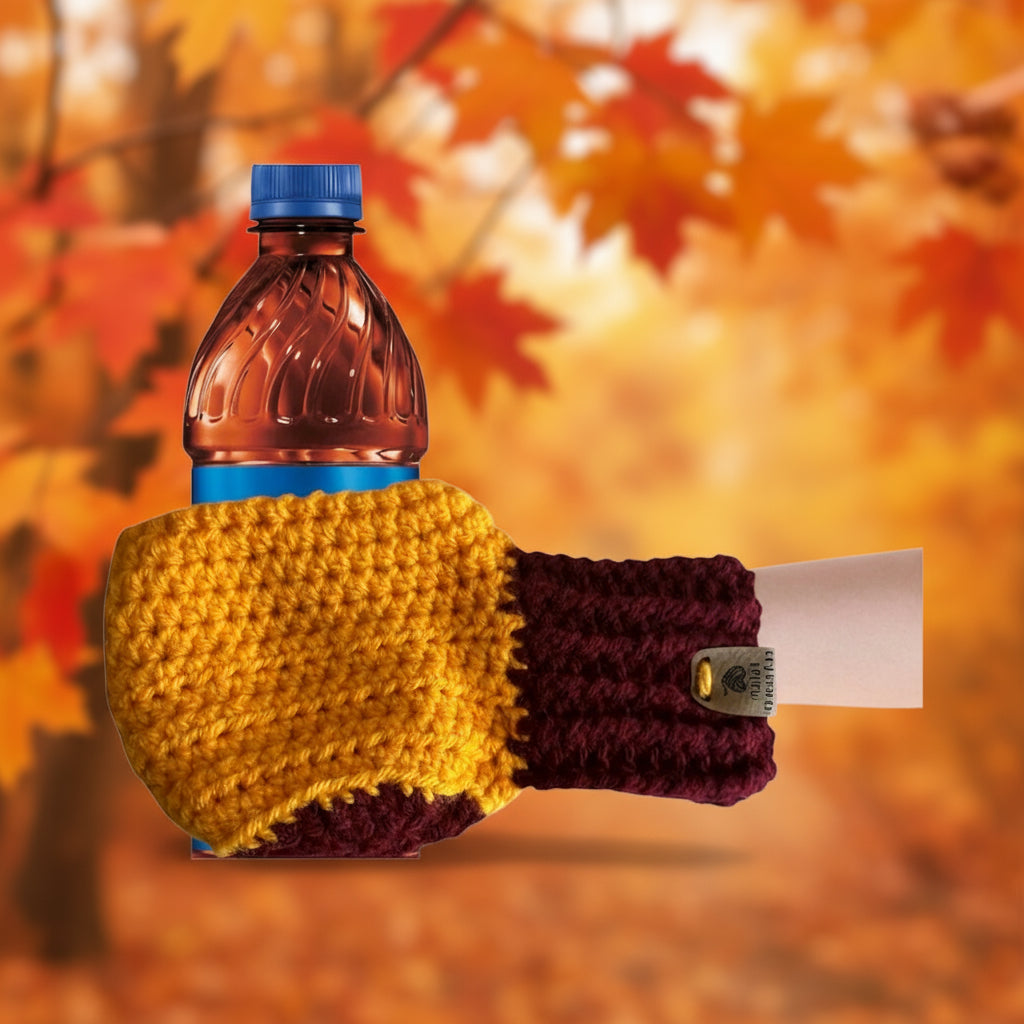 Burgandy and Gold Drink Mitt