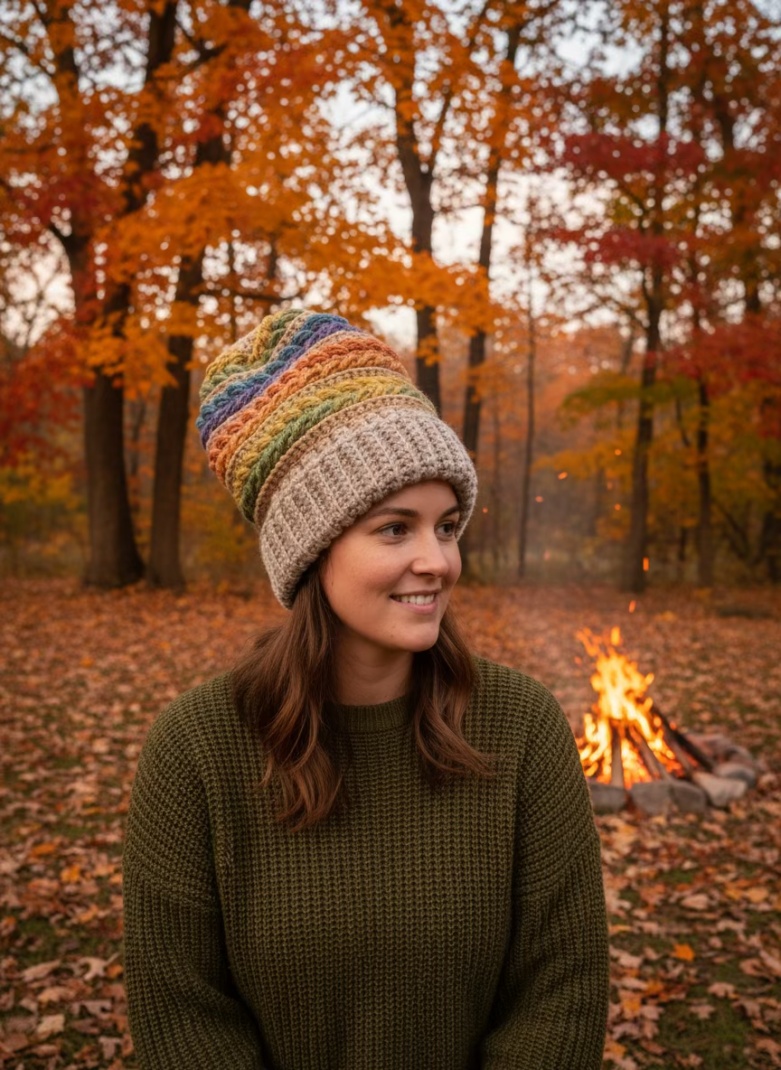 Warm wheat stitch hat