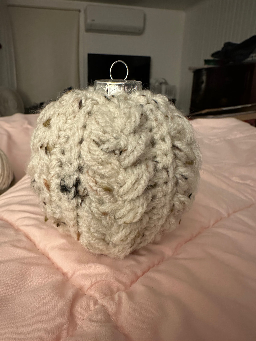 Cream Tweed Christmas Ornament