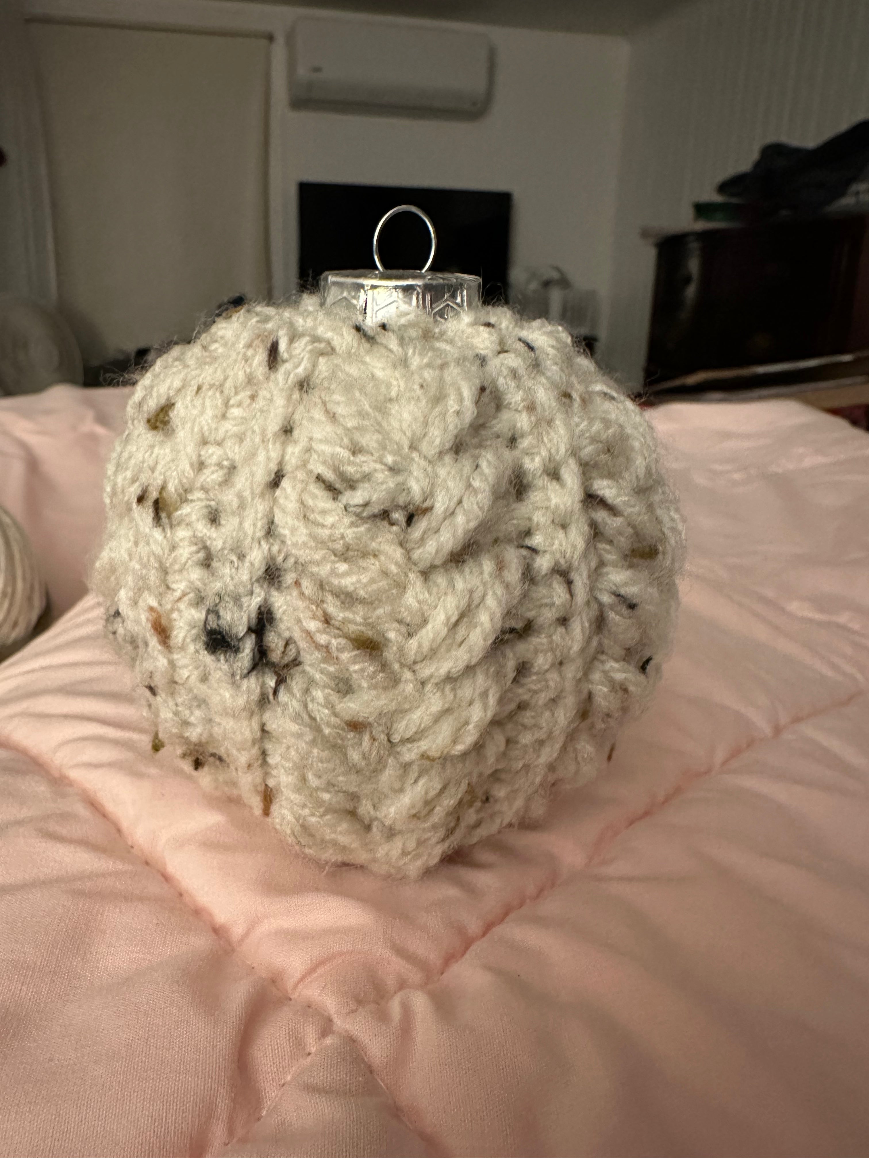 Cream Tweed Christmas Ornament