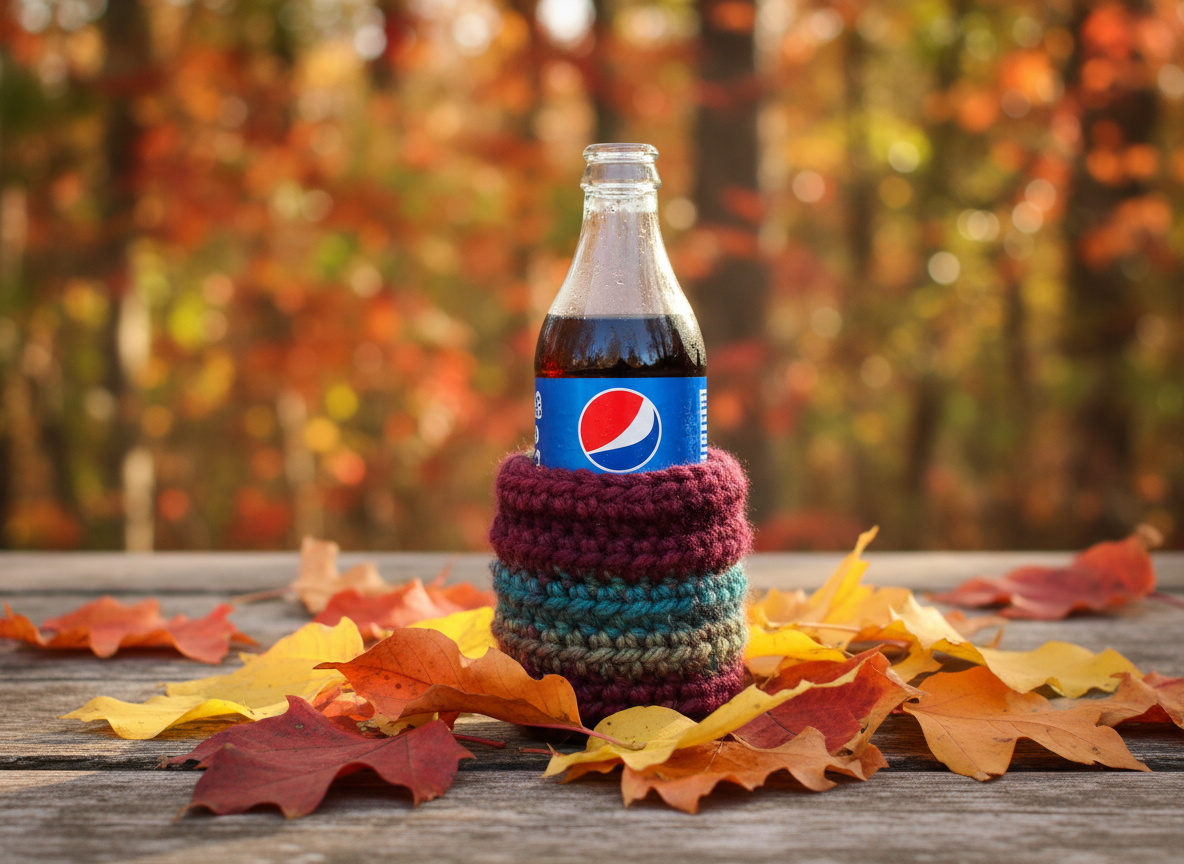 Warm Autumn Drink Mitt with Pepsi bottle
